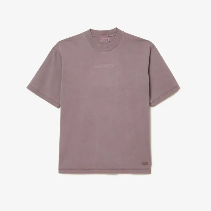 TShirts MenWomen Lacoste Unisex Loose Fit Cotton Jersey TShirt Purple Ryi