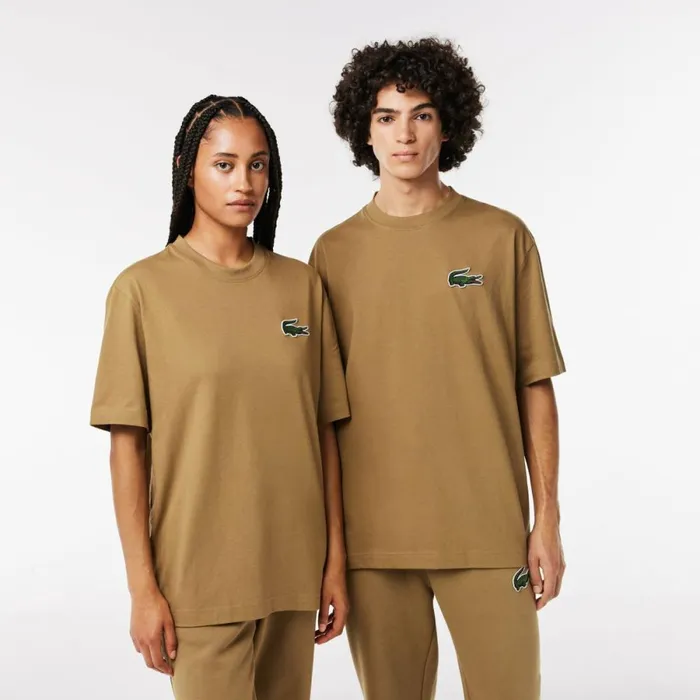 TShirts MenWomen Lacoste Unisex Loose Fit Large Croc Organic Heavy Cotton TShirt Brown Six TShirts MenWomen Lacoste Unisex Loose Fit Large Croc Organic Heavy Cotton TShirt Brown Six