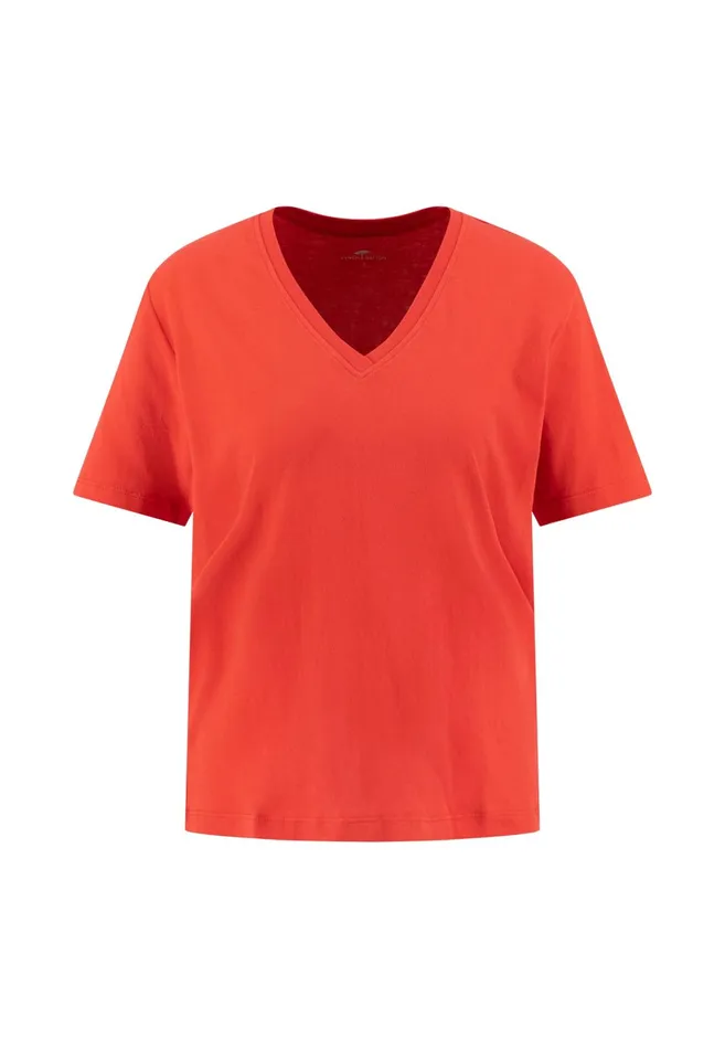 Tshirts Women FYNCHHATTON Shortsleeved Tshirt In Plain Colors With A Vneck Whitesandsummer Redfresh Roseocean Violetlight Blueblack
