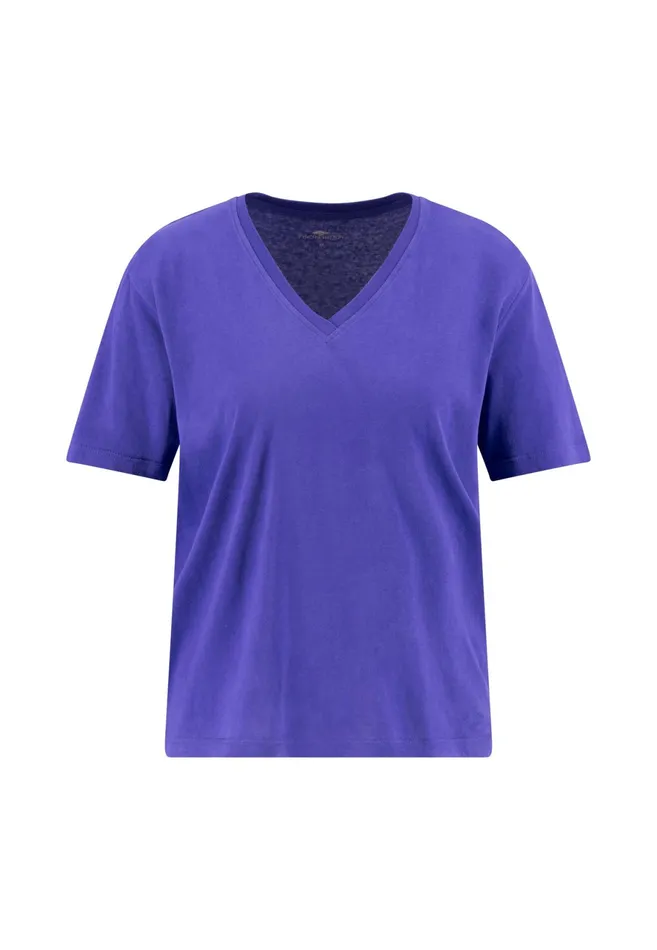 Tshirts Women FYNCHHATTON Shortsleeved Tshirt In Plain Colors With A Vneck Whitesandsummer Redfresh Roseocean Violetlight Blueblack