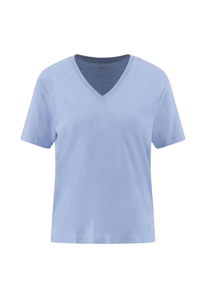 Tshirts Women FYNCHHATTON Shortsleeved Tshirt In Plain Colors With A Vneck Whitesandsummer Redfresh Roseocean Violetlight Blueblack