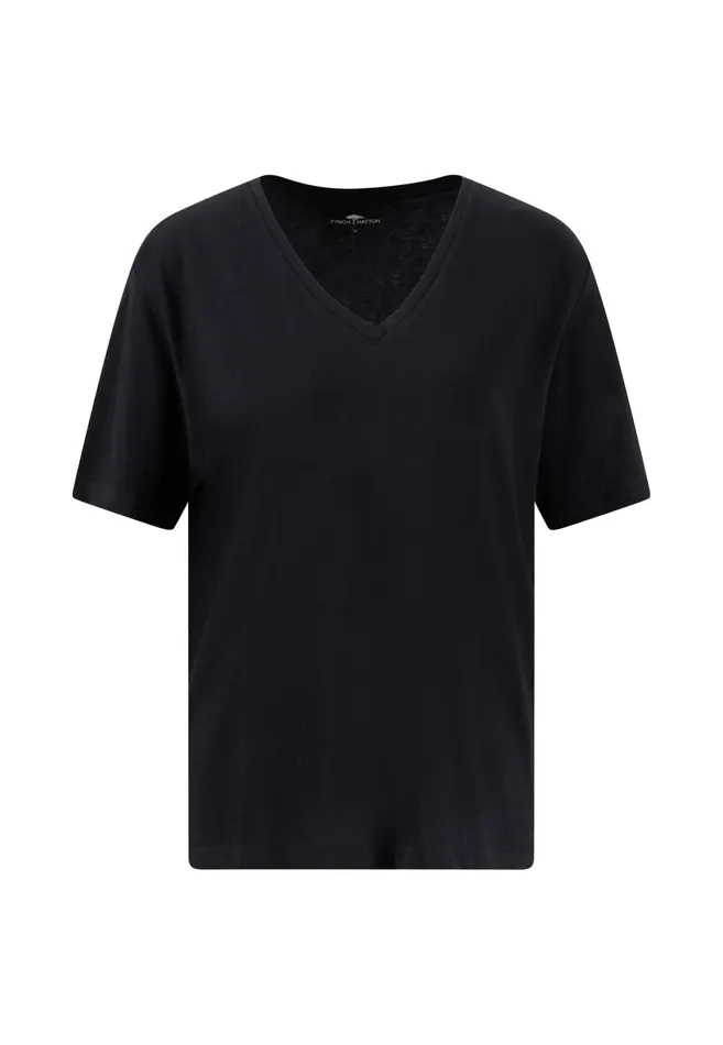 Tshirts Women FYNCHHATTON Shortsleeved Tshirt In Plain Colors With A Vneck Whitesandsummer Redfresh Roseocean Violetlight Blueblack