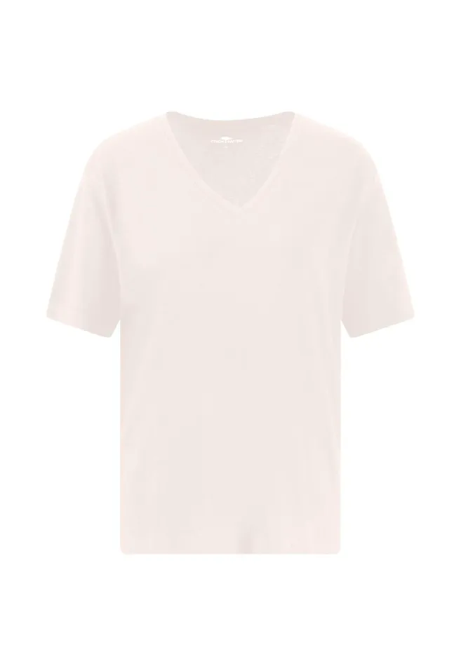 Tshirts Women FYNCHHATTON Shortsleeved Tshirt In Plain Colors With A Vneck Whitesandsummer Redfresh Roseocean Violetlight Blueblack