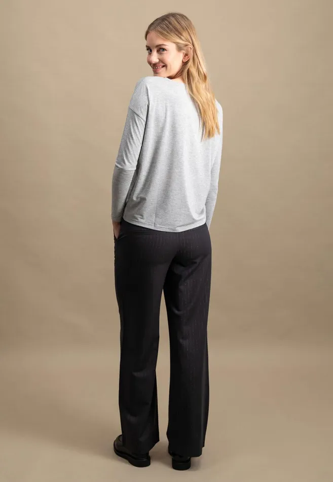 Tshirts Women FYNCHHATTON Viscose Longsleeved Shirt With Lurex Threads Warm Graysilver Gray