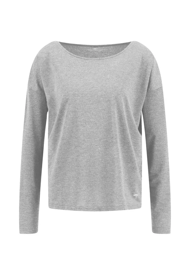 Tshirts Women FYNCHHATTON Viscose Longsleeved Shirt With Lurex Threads Warm Graysilver Gray