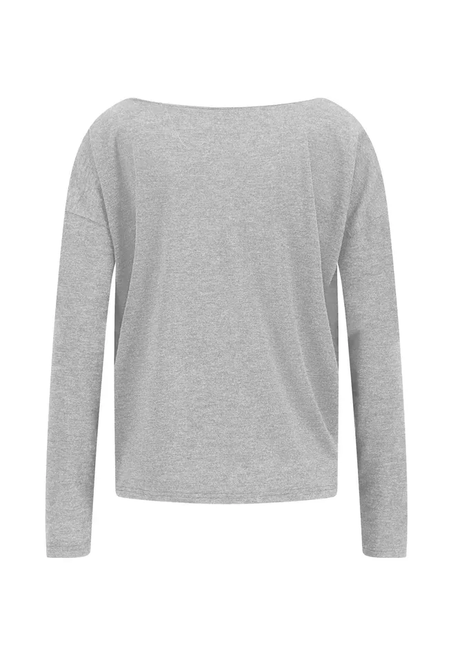 Tshirts Women FYNCHHATTON Viscose Longsleeved Shirt With Lurex Threads Warm Graysilver Gray