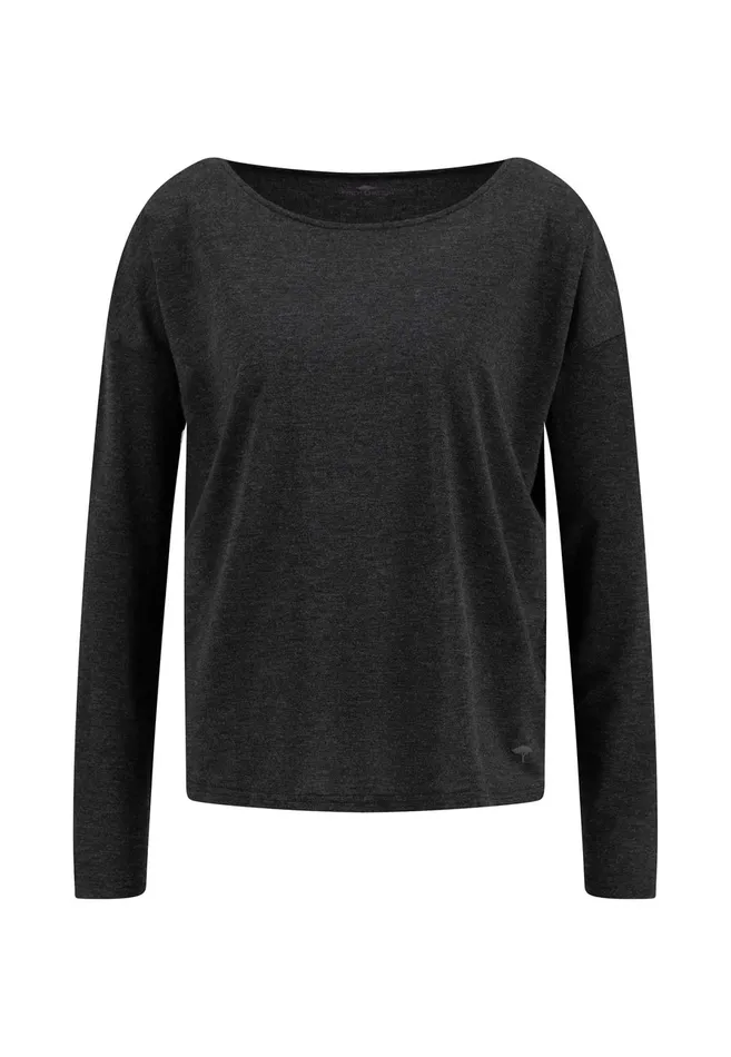 Tshirts Women FYNCHHATTON Viscose Longsleeved Shirt With Lurex Threads Warm Graysilver Gray