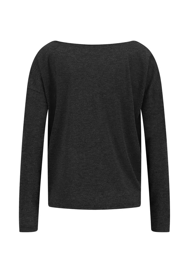 Tshirts Women FYNCHHATTON Viscose Longsleeved Shirt With Lurex Threads Warm Graysilver Gray