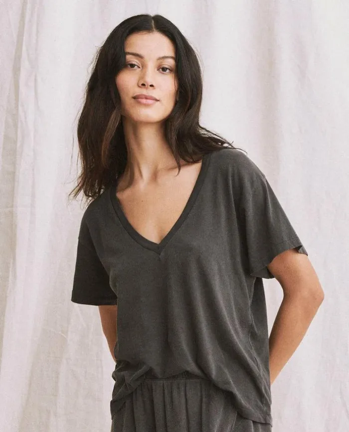 Tees and Sweats The Great The VNeck Tee Washed Black