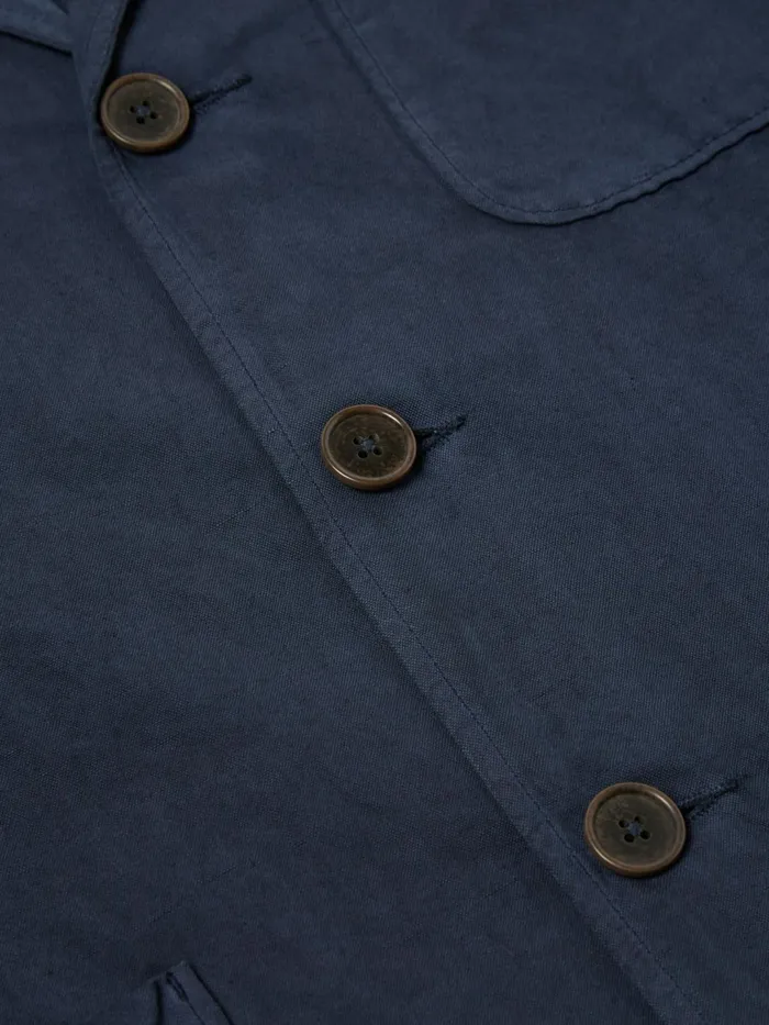 Three Button Jacket In Navy Linen Slub Weave Men Universal Works Jackets
