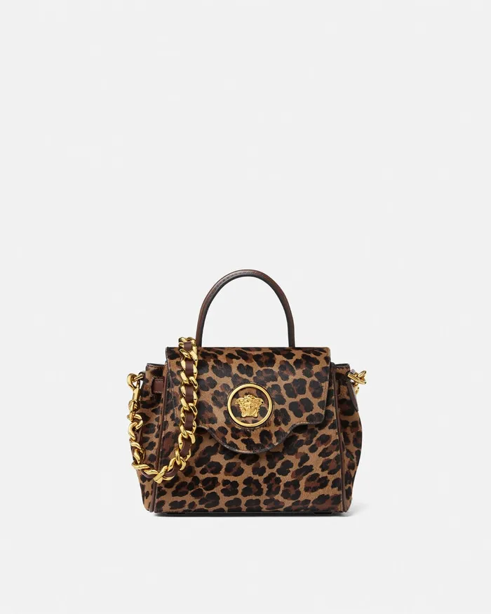 Top Handle Women Versace Leopard La Medusa Small Handbag Animalier