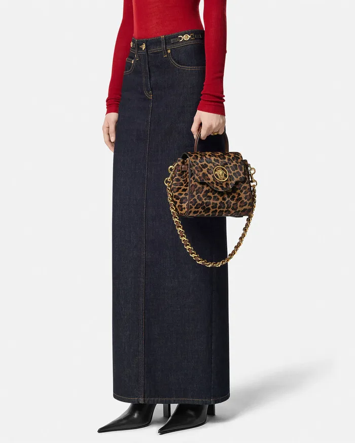 Top Handle Women Versace Leopard La Medusa Small Handbag Animalier