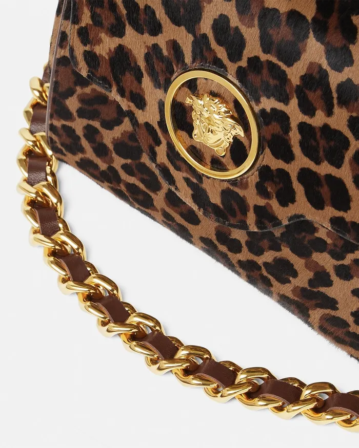 Top Handle Women Versace Leopard La Medusa Small Handbag Animalier