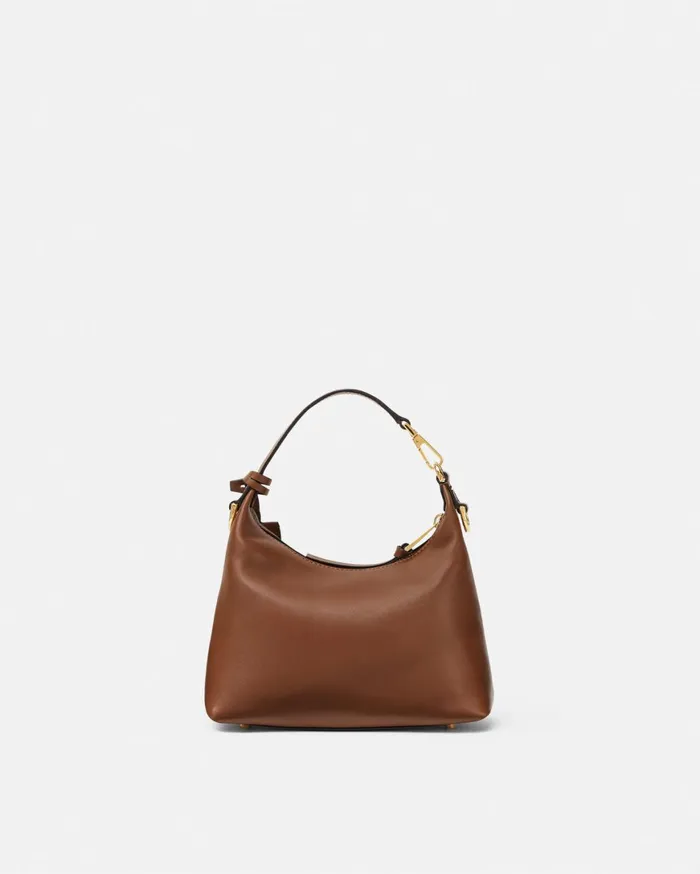 Top Handle Women Versace Tag Hobo Handbag Brown