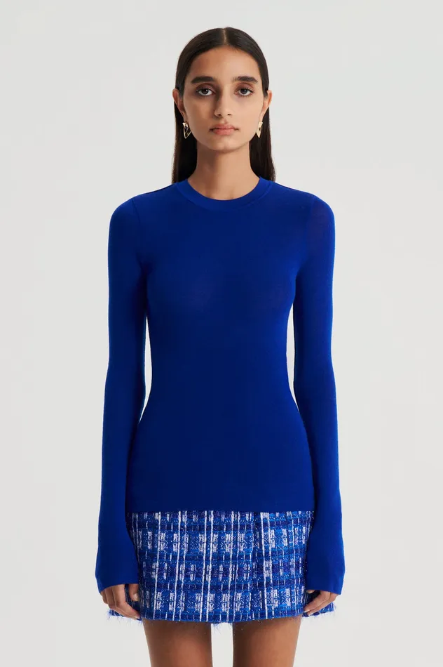 Tops Women BABYWOOL CREW SWEATER COBALT Scanlan Theodore Tops Women BABYWOOL CREW SWEATER COBALT Scanlan Theodore