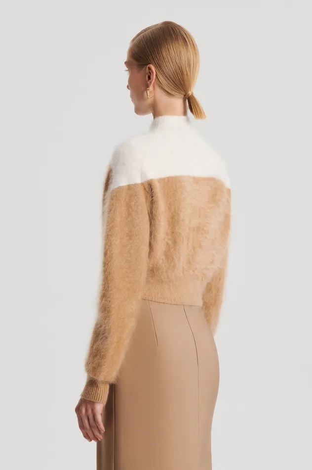 Tops Women Scanlan Theodore CASHMERE BRUSHED CARDIGAN CAMELCREAM