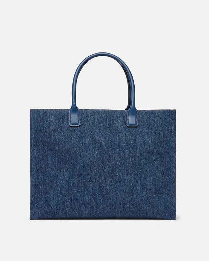 Totes Women Versace La Medusa Denim Large Tote Bag Blue