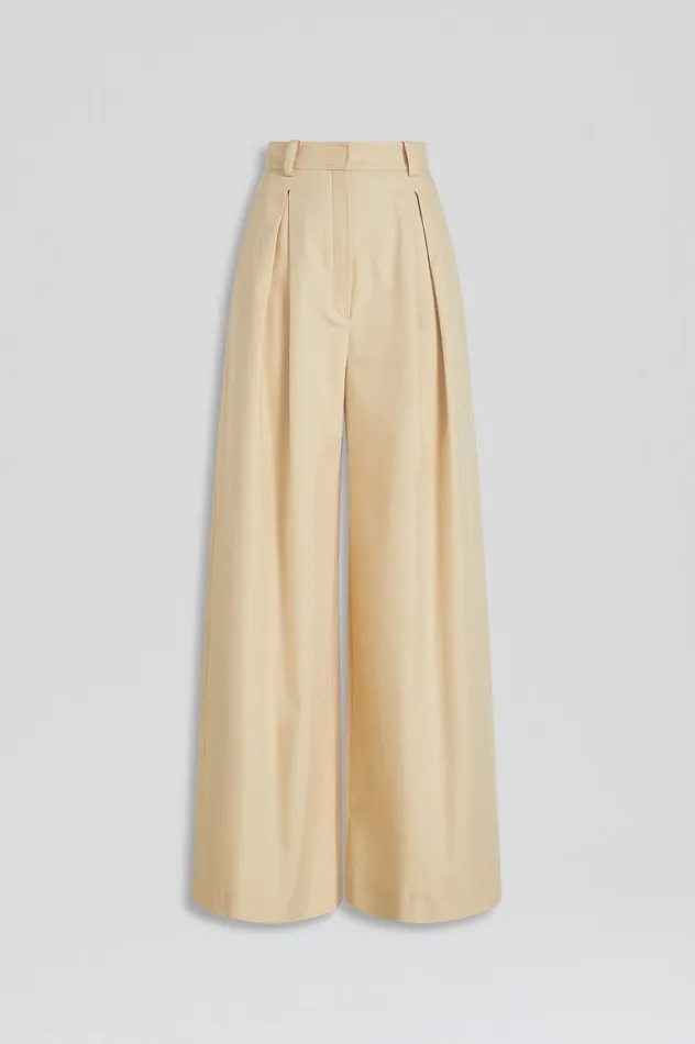Trousers Women Scanlan Theodore PLEAT DRAPE LEG TROUSER SAND Trousers Women Scanlan Theodore PLEAT DRAPE LEG TROUSER SAND