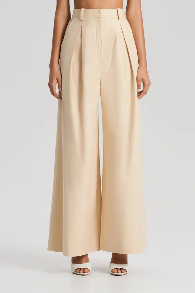 Trousers Women Scanlan Theodore PLEAT DRAPE LEG TROUSER SAND Trousers Women Scanlan Theodore PLEAT DRAPE LEG TROUSER SAND