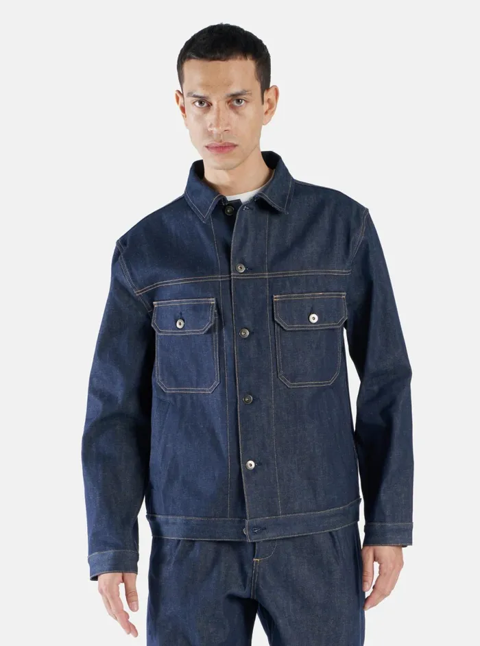 Trucker Jacket In Indigo 13oz Selvedge Denim Men Universal Works Jackets