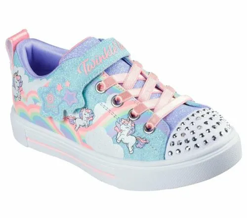 Twinkle Toes Twinkle Sparks 8211 Jumpin039 Clouds Turquoise Multi Kids SKECHERS Kids UK Sizes 9525