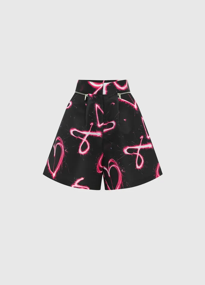 Two Piece Sets Women LEO LIN Winnie Shorts 8211 Neon Heart Print