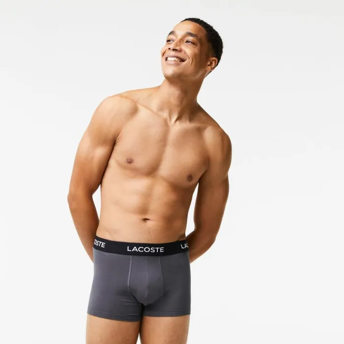 Underwear and Socks Men Lacoste Mens 5Pack Stretch Cotton Trunks Grey Xb4