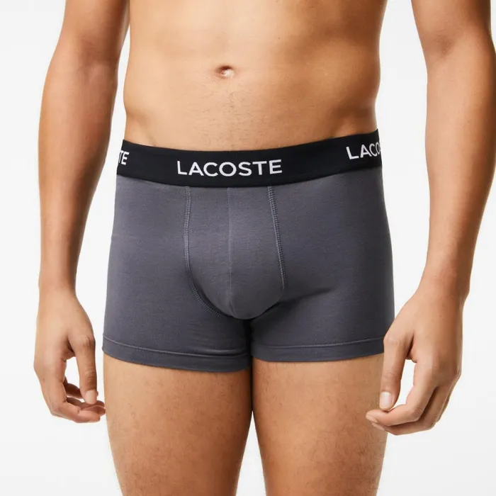 Underwear and Socks Men Lacoste Mens 5Pack Stretch Cotton Trunks Grey Xb4