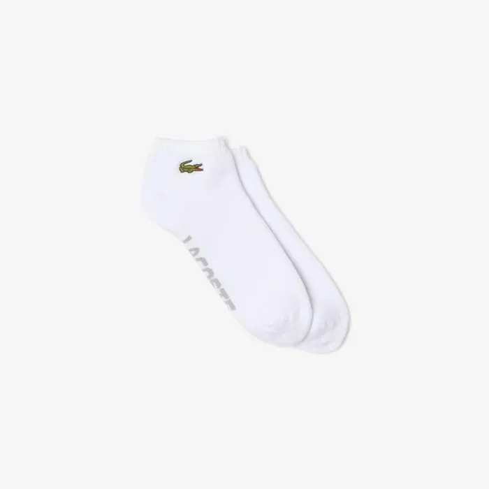 Underwear and Socks MenWomen Lacoste Unisex SPORT Branded Stretch Cotton LowCut Socks White Grey Chine G8k