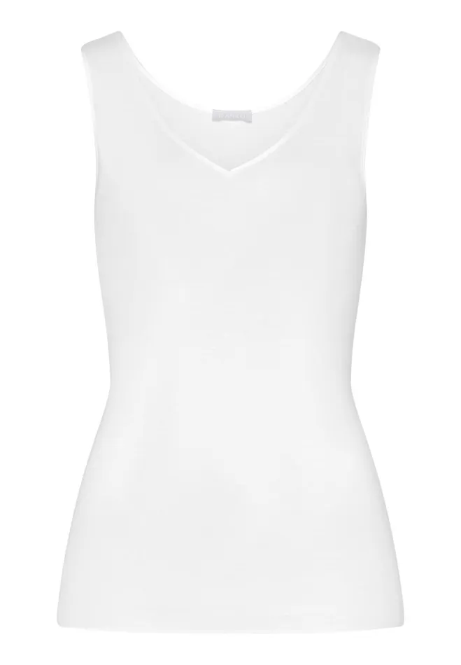 VNeck Cotton Tank Top White Women HANRO Tank Tops