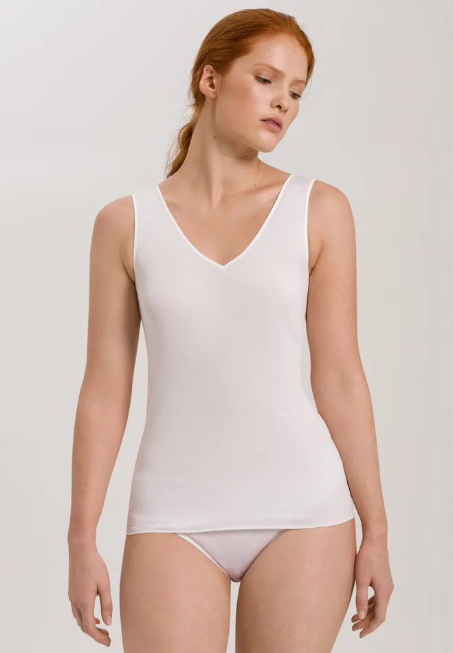 VNeck Cotton Tank Top White Women HANRO Tank Tops