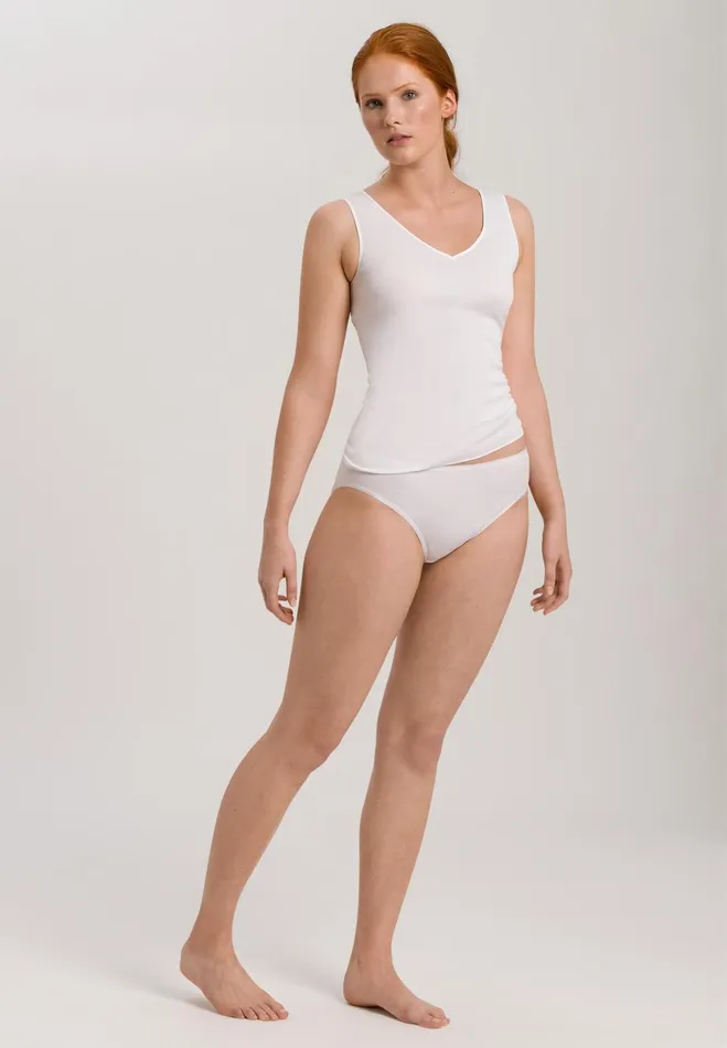VNeck Cotton Tank Top White Women HANRO Tank Tops