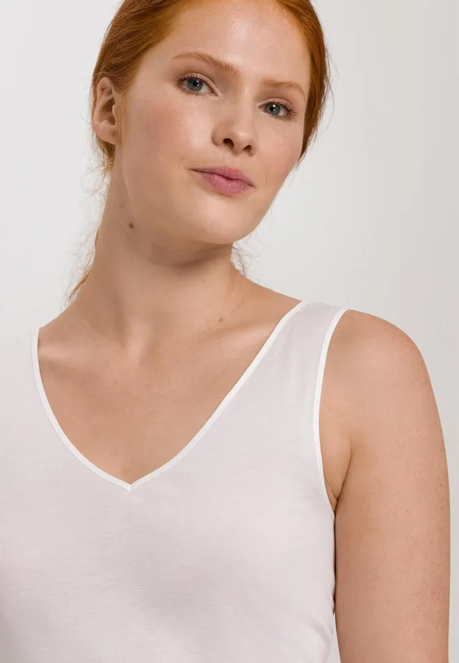 VNeck Cotton Tank Top White Women HANRO Tank Tops