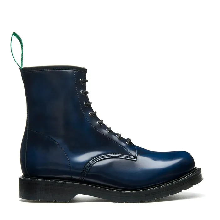 Vegan Solovair Derby Boots Navy RubOff Vegan 8 Eye Derby Boot