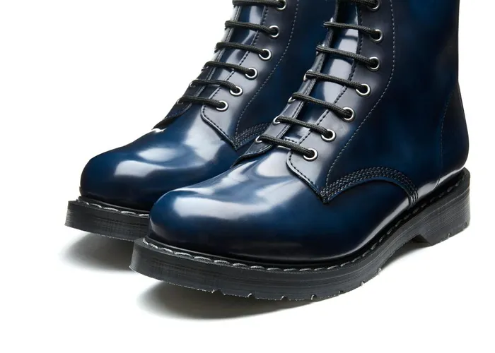 Vegan Solovair Derby Boots Navy RubOff Vegan 8 Eye Derby Boot