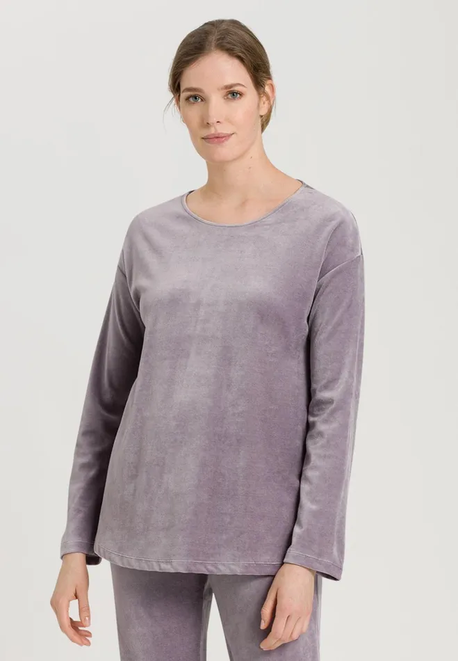 Velour Round Neck Pullover Orchid Women HANRO Lounge Tops
