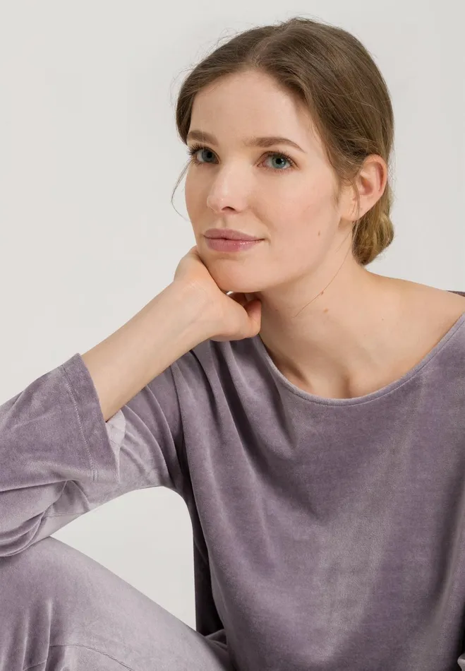 Velour Round Neck Pullover Orchid Women HANRO Lounge Tops