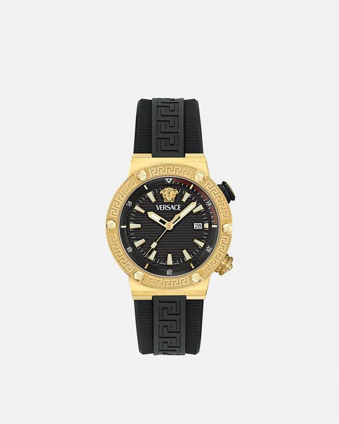Watches Men Versace Greca Logo Diver Watch Blackgold