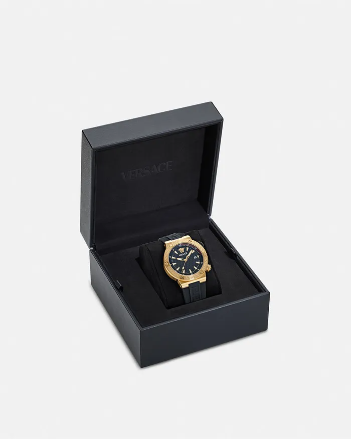 Watches Men Versace Greca Logo Diver Watch Blackgold