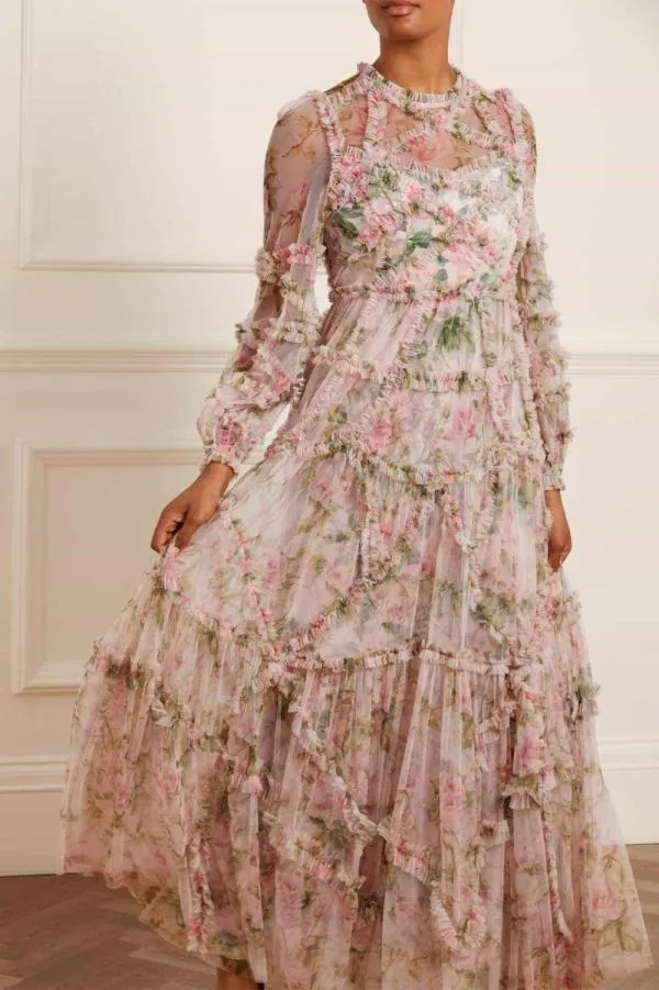 WeddingKIDSWomen Needle and Thread English Rose Diamond Ruffle Gown Pink WeddingKIDSWomen Needle and Thread English Rose Diamond Ruffle Gown Pink