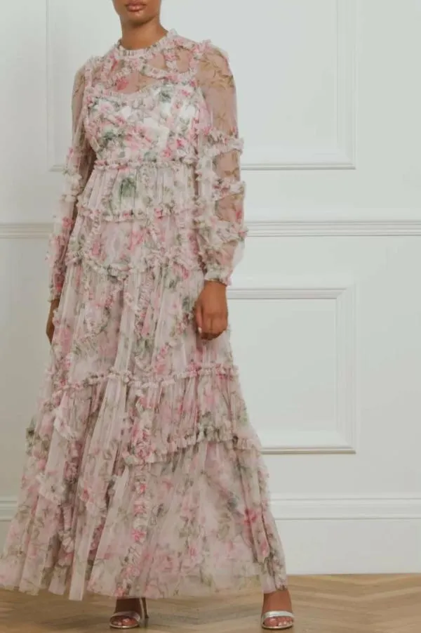 WeddingKIDSWomen Needle and Thread English Rose Diamond Ruffle Gown Pink WeddingKIDSWomen Needle and Thread English Rose Diamond Ruffle Gown Pink