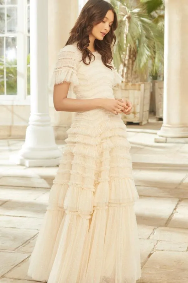 WeddingKIDSWomen Needle and Thread Valentine Ruffle Gown Champagne WeddingKIDSWomen Needle and Thread Valentine Ruffle Gown Champagne