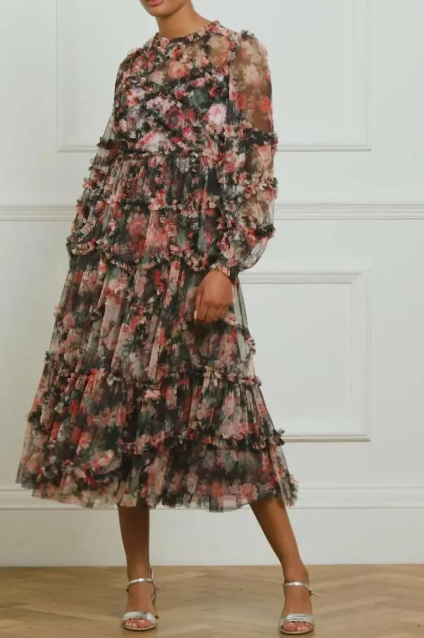 WeddingWomen Needle and Thread Midnight Dance Ruffle Ballerina Dress Black WeddingWomen Needle and Thread Midnight Dance Ruffle Ballerina Dress Black