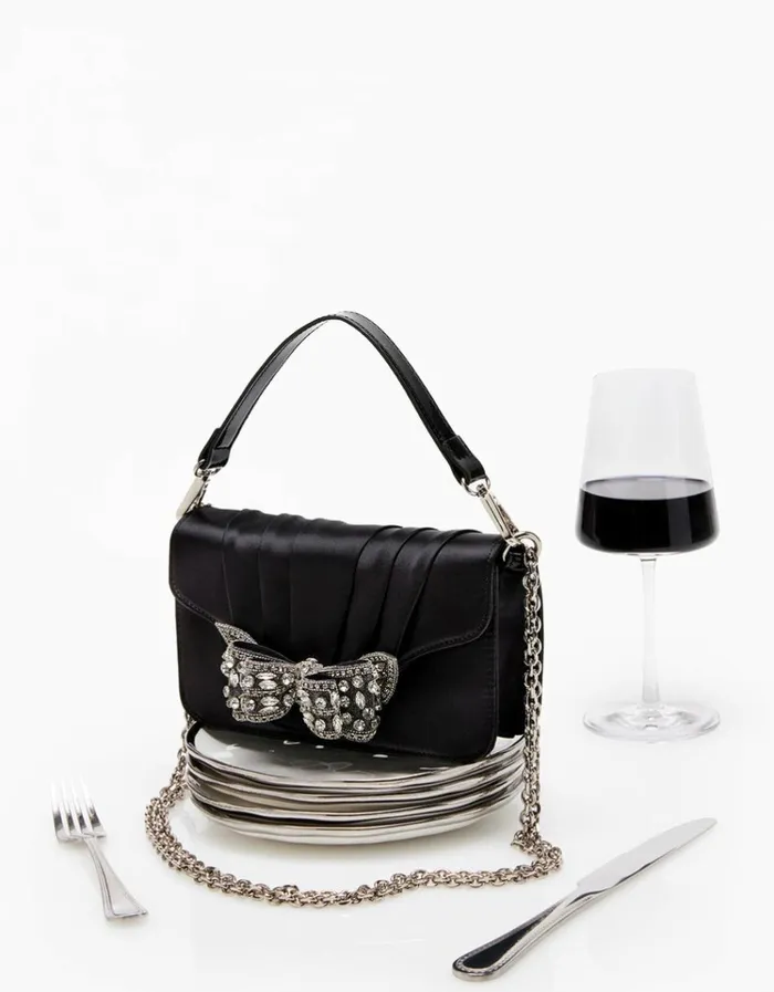 Women 3D BOW FLAP BAG BLACK Black Betsey Johnson