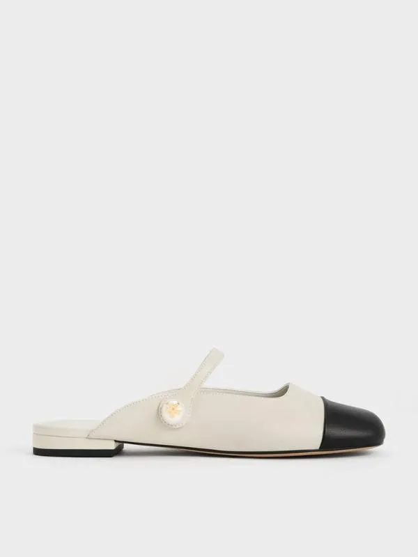 Women Aeryn Pearl Embellished Flat Mules 8211 Chalk CHARLES and KEITH Mules