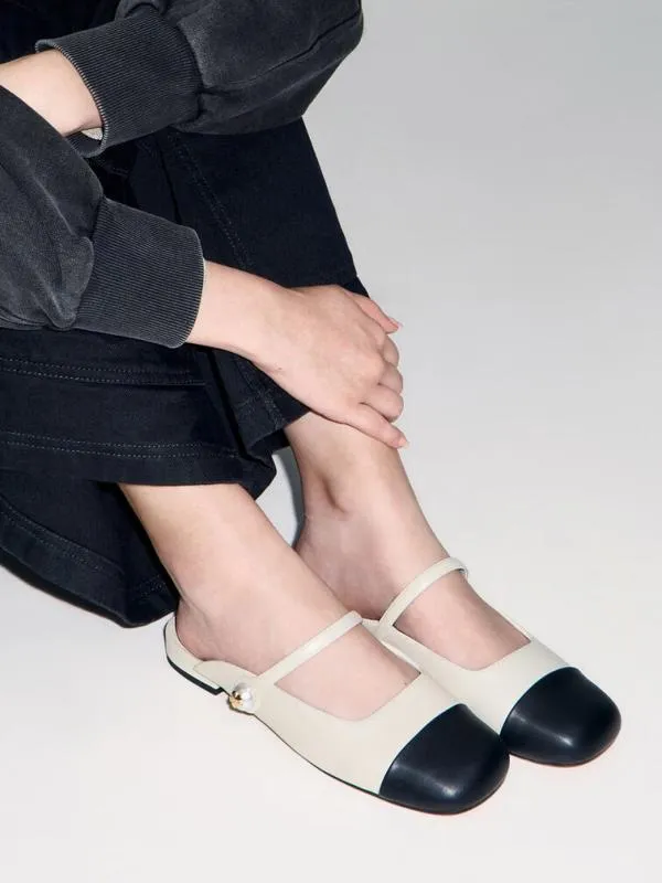 Women Aeryn Pearl Embellished Flat Mules 8211 Chalk CHARLES and KEITH Mules