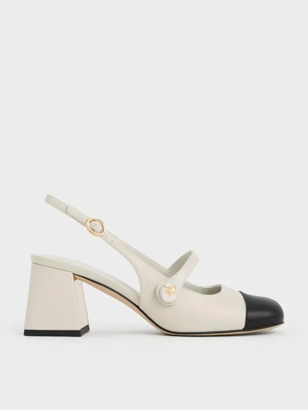 Women Aeryn PearlEmbellished Slingback Pumps 8211 Chalk CHARLES and KEITH Heels Women Aeryn PearlEmbellished Slingback Pumps 8211 Chalk CHARLES and KEITH Heels