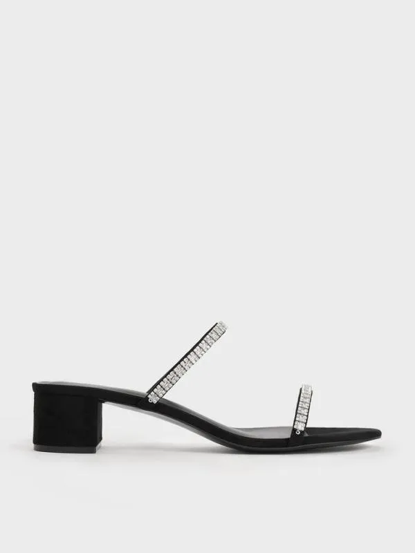 Women Ambrosia Textured GemEmbellished Mules 8211 Black Textured CHARLES and KEITH Heels Women Ambrosia Textured GemEmbellished Mules 8211 Black Textured CHARLES and KEITH Heels