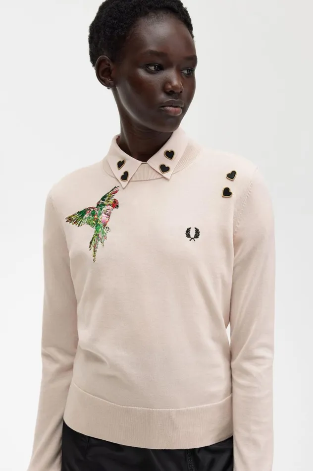 Women Amy Winehouse FoundationEmbroidered Jumper Black Fred Perry Knitwear
