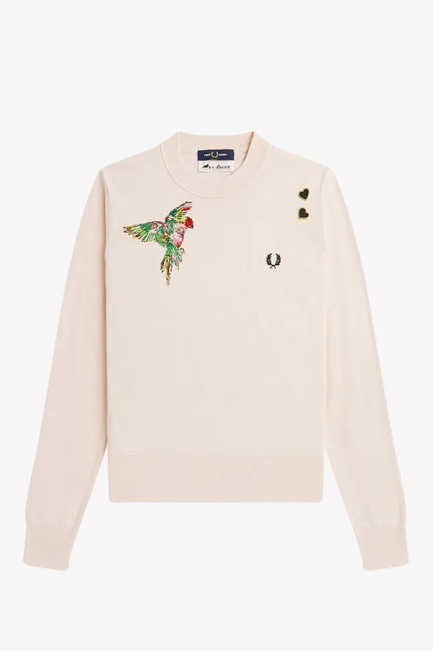 Women Amy Winehouse FoundationEmbroidered Jumper Black Fred Perry Knitwear